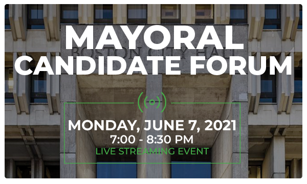Boston Pride is hosting a virtual forum for the six major candidates in the Boston Mayoral race on June 7th, 2021 at 7pm.